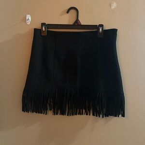 Forever 21 Black Fringe Mini Skirt